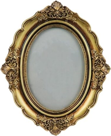 Bitray Vintage Picture Frame 5 x 7 Inch Oval Elegant Antique Photo Frames with Glass Front Light Bronze Tabletop Display