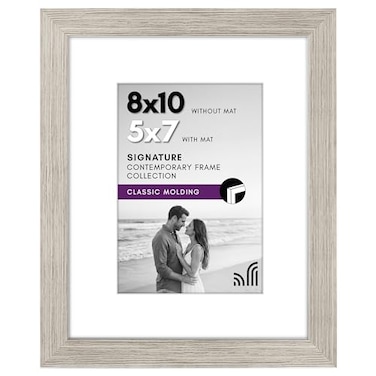 Americanflat 8x10 Picture Frame with ShatterResistant Glass Use as 5x7 Frame with Mat or Display 8x10 Photo Without Mat Signature Collection Picture Frames for Tabletop and Wall Driftwood