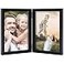 WUTL 5x7 Double Picture Frames Hinged MDF Wood with Real Glass Stand Vertical on Tabletop Black