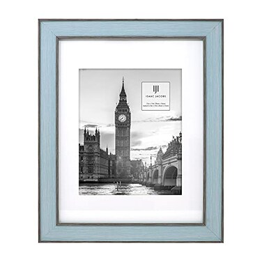 Isaac Jacobs 11x14 Matted 8x10 Blue wBrown Vertical Horizontal Double Border Picture Frame WallMountable Made for Photo Gallery and Wall Art Home or Office 11x14 Blue WBrown