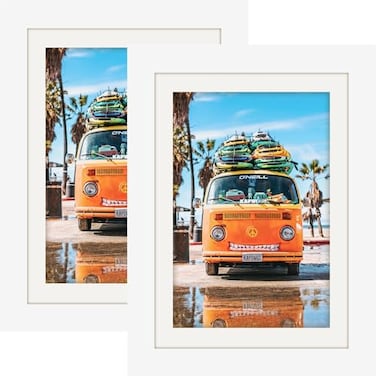 WUTL Picture Frames 5x7 White Nature Solid Wood 2 Pack for Wall Mount and Tabletop Display