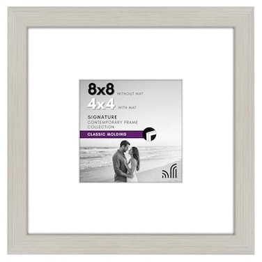 Americanflat 8x8 Picture Frame with ShatterResistant Glass Use as 4x4 Frame with Mat or Display 8x8 Photo Without Mat Signature Collection Square Frames for Tabletop and Wall Light Wood