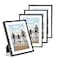 Fkvat 4x6 Picture Frame Set of 4 Matted Black Simple Modern Brushed Thin Aluminum Metal Photo Frame Fits 3x5 with Mat or 4 x 6 without Mat Vertical and Horizontal for Tabletop and Wall Mounting