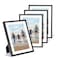 Fkvat 4x6 Picture Frame Set of 4 Matted Black Simple Modern Brushed Thin Aluminum Metal Photo Frame Fits 3x5 with Mat or 4 x 6 without Mat Vertical and Horizontal for Tabletop and Wall Mounting