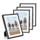 Fkvat 4x6 Picture Frame Set of 4 Matted Black Simple Modern Brushed Thin Aluminum Metal Photo Frame Fits 3x5 with Mat or 4 x 6 without Mat Vertical and Horizontal for Tabletop and Wall Mounting