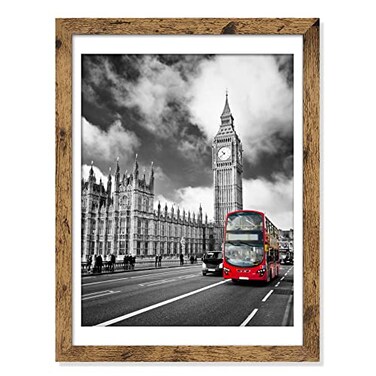 IkaLede 12x16 Rustic Frames Display Pictures 11x14 with Mat or 12x16 without Mat Wooden Farmhouse Distressed Photo Frames for Artwork Wall Mounting Gold Brown