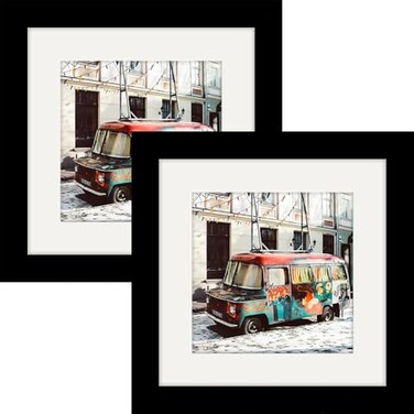 WUTL Picture Frames 6x6 Black Nature Solid Wood 2 Pack for Wall Mount and Tabletop Display