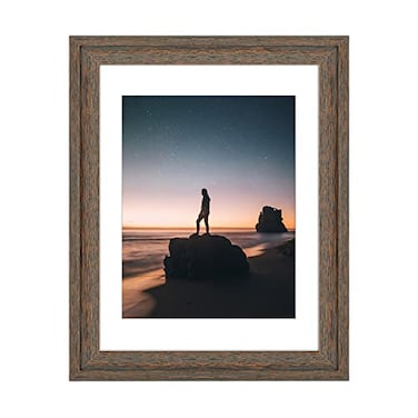 Golden State Art 14x18 Picture Frame Displays 11x14 Photo with Mat or 14x18 without Mat Wide Moulding Solid Wood Frame for Wall Display Distressed Brown