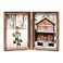 TOFOREVO 4x6 Double Picture Frame Rustic Brown Wooden Hinged Beveled Photo Frame Definition Glass 2 Vertical Openings Stand on Desktop Tabletop