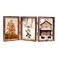 TOFOREVO 4x6 Triple Picture Frame Rustic Brown Wooden Hinged Beveled Photo Frame Definition Glass 3 Vertical Openings Stand on Desktop Tabletop