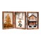 TOFOREVO 4x6 Triple Picture Frame Rustic Brown Wooden Hinged Beveled Photo Frame Definition Glass 3 Vertical Openings Stand on Desktop Tabletop