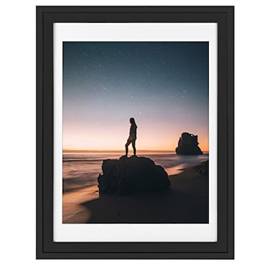 Golden State Art 18x24 Picture Frame Displays 16x20 Photo with Mat or 18x24 Without Mat Wide Moulding Solid Wood Frame for Wall Display Black