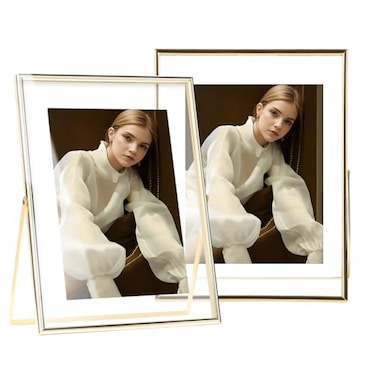 IZIDDO Gold Floating Picture Frame set of 268 Frame For Picture 4x65735x5 2x3Metal Glass Photo FramesTabletop Display VerticallyHome Wedding Party Office Decor