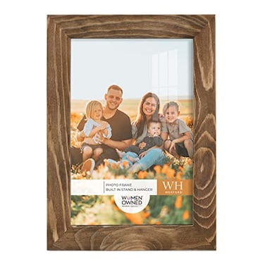 Renditions Gallery 5x7 inch Picture Frame Walnut Wood Grain Frame Highend Modern Style Made of Solid Wood and High Definition Glass for Wall and Tabletop Photo Display