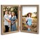 AVEAX Double 4x6 Picture Frame Hinged Folding Photo Frame with Plexiglass Front Vertical Frame on Desktop Wood Grain