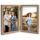 AVEAX Double 4x6 Picture Frame Hinged Folding Photo Frame with Plexiglass Front Vertical Frame on Desktop Wood Grain
