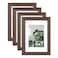 Egofine 5x7 Picture Frames Set of 4 Made of Solid Wood Covered by Plexiglass 35x5 and 4x6 with Mat or 5x7 without Mat for Table Top Display and Wall Mounting Photo Frame Brown
