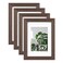Egofine 5x7 Picture Frames Set of 4 Made of Solid Wood Covered by Plexiglass 35x5 and 4x6 with Mat or 5x7 without Mat for Table Top Display and Wall Mounting Photo Frame Brown