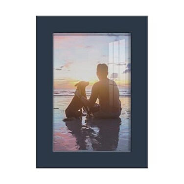 Renditions Gallery 4x6 inch Picture Frame Highend Modern Style Made of Solid Wood and High Definition Glass Ready for Wall and Tabletop Photo Display Navy Frame