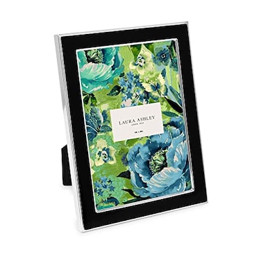Laura Ashley 4x6 Black Enamel Picture Frame Silver Metal Edge with Easel for Countertop Counterspace Tabletop Display Bookshelf Desk Wall Dcor Photo Gallery 4x6 Black WSilver