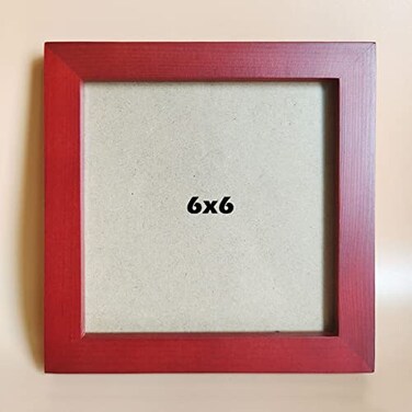 KELE MODEL 6x6 Picture Frames RED Solid Wood Frame Plastic Panel Film Needs to be Removed Table or WallFront Window Opening 55x55 inch