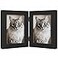 Lyeasw 35x5 Picture Frame Double Hinged Classic Two Opening 35 by 5 Family Dual Photo Frame with Glass Black Folding FreeStanding Vertical Frame for TabletopDesktop or Shelf
