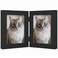 Lyeasw 35x5 Picture Frame Double Hinged Classic Two Opening 35 by 5 Family Dual Photo Frame with Glass Black Folding FreeStanding Vertical Frame for TabletopDesktop or Shelf