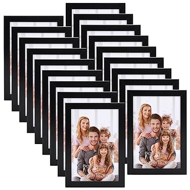 WIFTREY 18 Pack 4x6 Picture Frame Black 4 x 6 Photo Frames Bulk for Wall Hanging or Tabletop Display