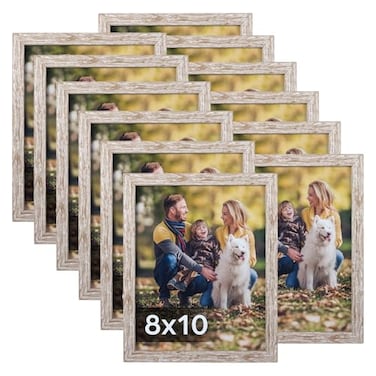 Lyeasw Rustic 8x10 Picture Frame Set of 12 Multi Woodgrain Farmhouse Photo Frames for Wall or Tabletop Beige