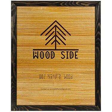 WOOD SIDE Rustic Wooden Poster Picture Frame 24x36 Natural Solid Eco Distressed Wood for Wall Mounting Photo Frame Charcoal
