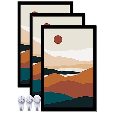 ijuerybai Black 14x22 Picture Frame Set of 3 High Transparent Frame for 14 By 22 Photo Collage Canvas Poster Size Wall Mount and Tabletop Horizontally Vertically Black 14 x 22 inches
