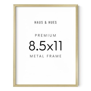 HAUS AND HUES 85x11 Gold Picture Frame Modern Aluminum Wall Art Display Lightweight 85x11 Frame for Documents Certificates Photos ReadytoHang Vertically Horizontally