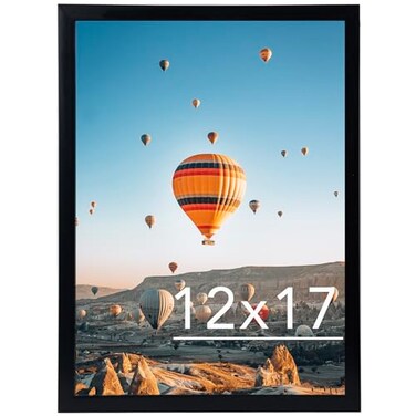 JCJMY 12x17 Picture Frame Black for Wall Hanging Wall Mounting Horizontally or Vertically 12 x 17 Wall Gallery Poster Photo Frame with Shatter Resistant Plexiglass Black