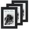 TENIBYC 5x7 Picture Frame 3 Pack Black Woodgrain Solid Wood HD Tempered Glass Table Display or Wall Hanging