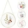 Qunclay 4 Pcs Double Glass Frame for Pressed Flowers Round Hanging Herbarium Floating Flower Press Frame Clear DIY Vintage Artwork Display holder5 InchGold
