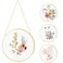 Qunclay 4 Pcs Double Glass Frame for Pressed Flowers Round Hanging Herbarium Floating Flower Press Frame Clear DIY Vintage Artwork Display holder5 InchGold