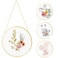 Qunclay 4 Pcs Double Glass Frame for Pressed Flowers Round Hanging Herbarium Floating Flower Press Frame Clear DIY Vintage Artwork Display holder5 InchGold
