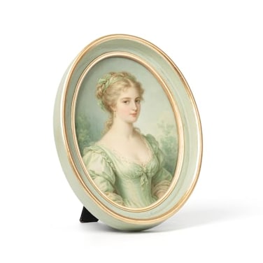 AELS 4x6 Inch Vintage Picture Frame Elegant Antique Photo Frames with Glass Front Photo Display Tabletop Wall Hanging Gift Ideas Oval Sage Green with Gold Trim