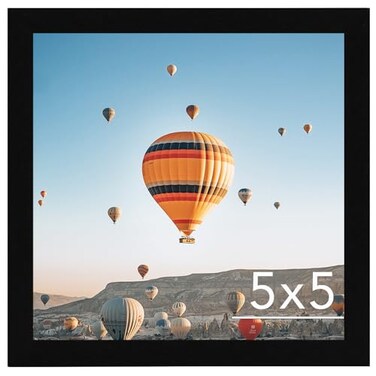 JCJMY 5x5 Picture Frame Black for Wall Hanging or Tabletop Wall Mounting Horizontally or Vertically 5 x 5 Square Wall Gallery Poster Photo Frame with Shatter Resistant Plexiglass Black