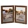 Axeman 5x7 Double Picture Frame Solid Oak Wood Vertical Hinged 5x7 Photo Frame 2 Opening Folding Family Frames Collage With Real Glass for Tabletop Display Hanging Hardware Included Walnut