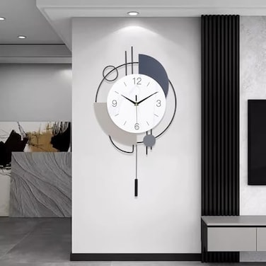 Dankeit Wall Clock Silent NonTicking Quality Quartz Battery Operated with Pendulum Large Wall Clock for Living Room Kitchen Home Bathroom Bedroom Wall Decor 13x2165inchBlack