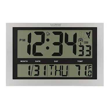 La Crosse Technology Atomic WallTable Clock Plastic 1075inch H x 1675inch W x 138inch D 5131211