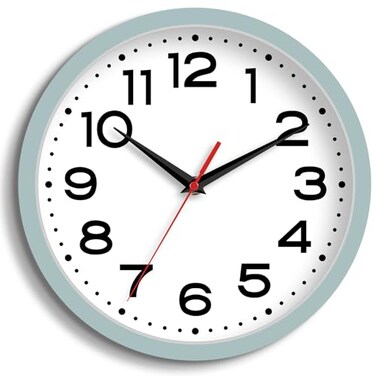 Roymnie Wall Clock Silent NonTicking Modern Clock Battery Operated 8 Inch Small Classic Analog Decorative for Kitchen Bathroom Office Bedroom HomeBlue Gray