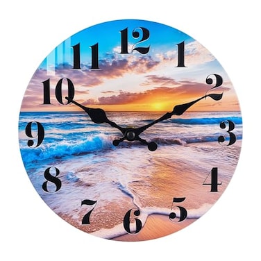 jomparis Wall Clock Battery Operated Beach Coastal Theme Indoor Outdoor Waterproof Decor for Bathroom Bedroom Patio Pool Home 8 InchBlue