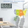 WallarGe Atomic Clock with Indoor Outdoor Temperature Easy to Read Self Setting 145 Jumbo Auto Set Digital Wall Clock Battery Operated