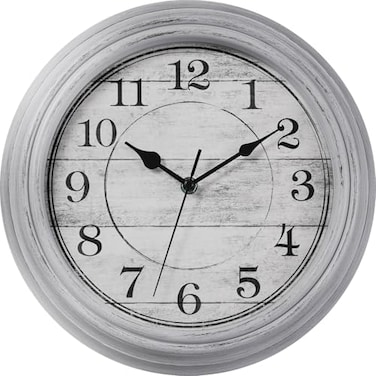 HYLANDA Wall Clock 12 Inch Kitchen Decorative Wall Clock Silent Wall Cocks Battery Operated Non Ticking with Large Numbers Easy to Read for Home Bathroom OfficeGrey