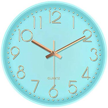 ARASO 8 Wall Clock Silent Non Ticking Quality Quartz Battery Operated Small Round Clock HomeOfficeBedroom Clock Easy to Read Mint