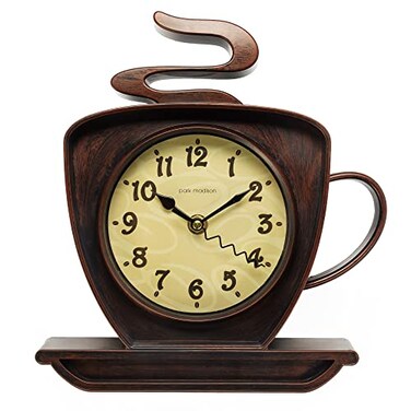 Park Madison Coffee Cappuccino Cup 10 Inch Quality Quartz Battery Operated 3D Easy to Read HomeOfficeKitchenClassroomSchool Clock Classic Movement
