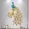 EURSON Large Peacock Wall Clock 315 inch Metal Design NonTicking Silent Art Digital Wall Clocks for Living Room Decor Gold