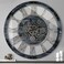 TOPPTIK 24 Inch Industrial Steampunk Wall Clock Oversized Solid Wood Frame Battery Operated Large Wall Clock with Real Rotating Gears Gray